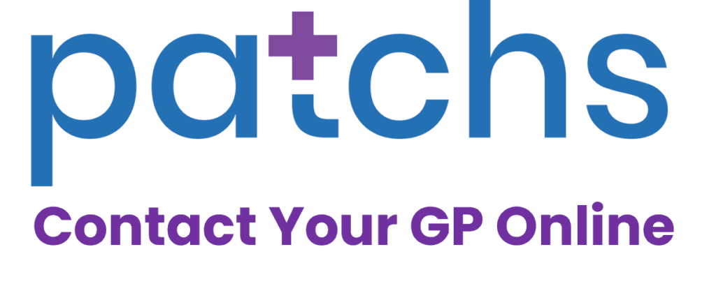 The Patchs logo which acts as a link to the surgery's Patchs website